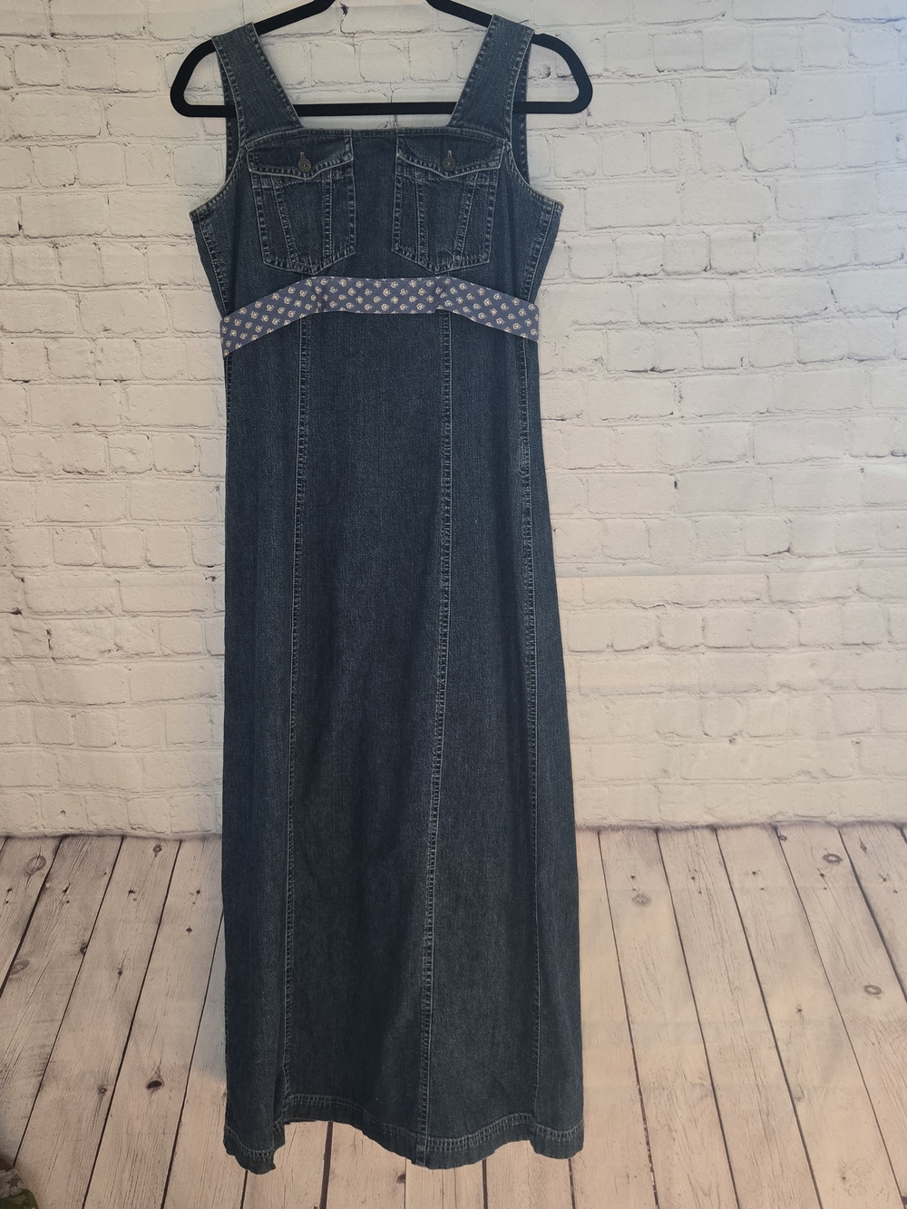 Vtg Liz Claiborne Y2k Denim Maxi Jumper Dress Button Back Cottagecore Western